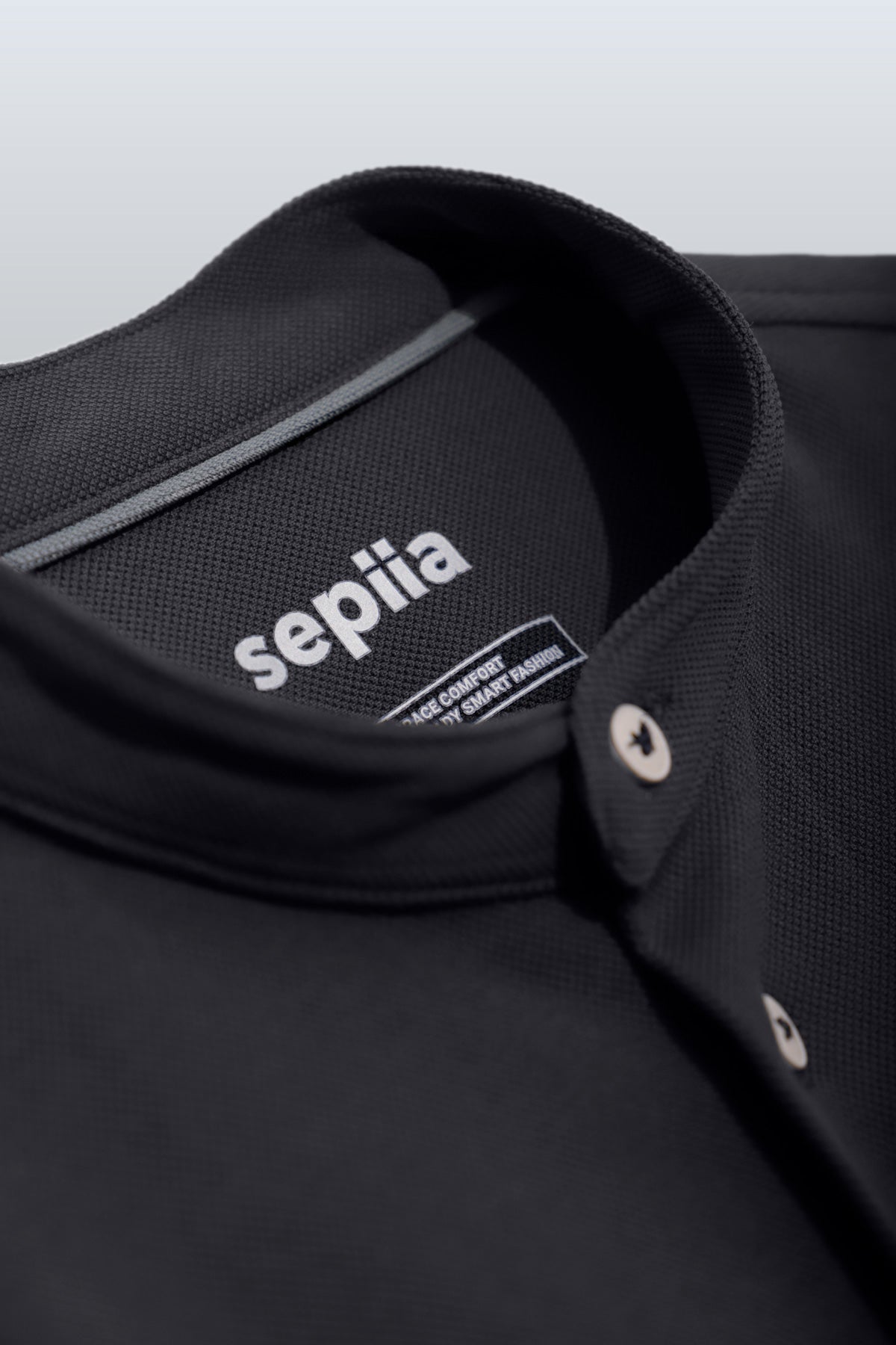 Camisa casual azul marinho para homem com gola Mao Ranger