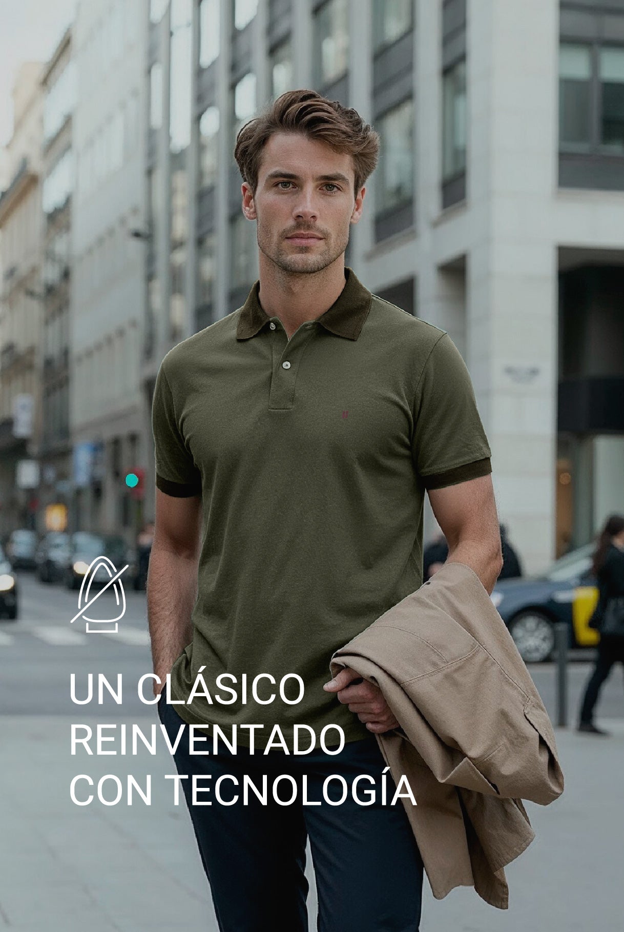 Men's short-sleeved polo shirt in Ranger green