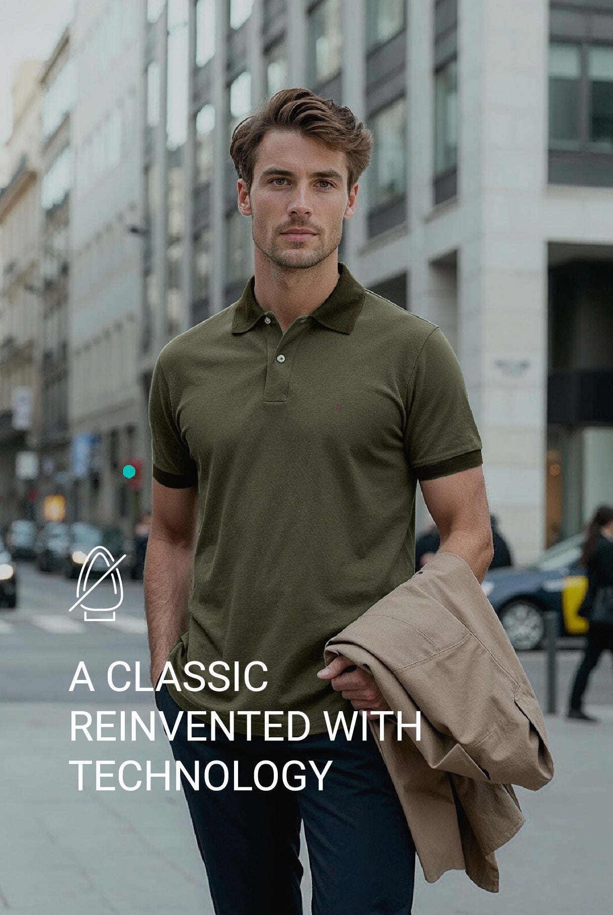 Men's short-sleeved polo shirt in Ranger green