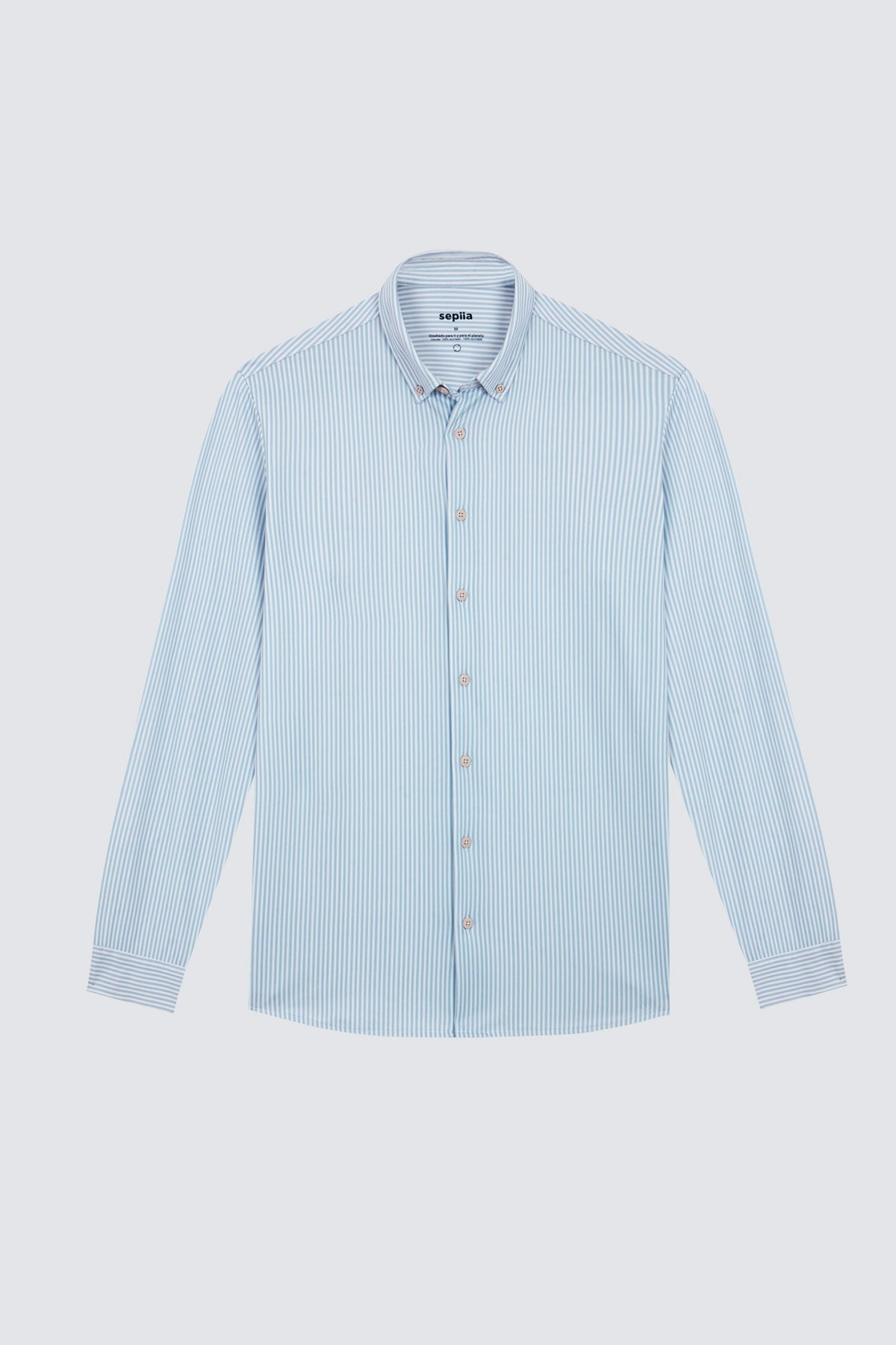 Camisa doble tono azul regular de Sepiia, estilo y comodidad en una prenda duradera. Foto prenda en plano