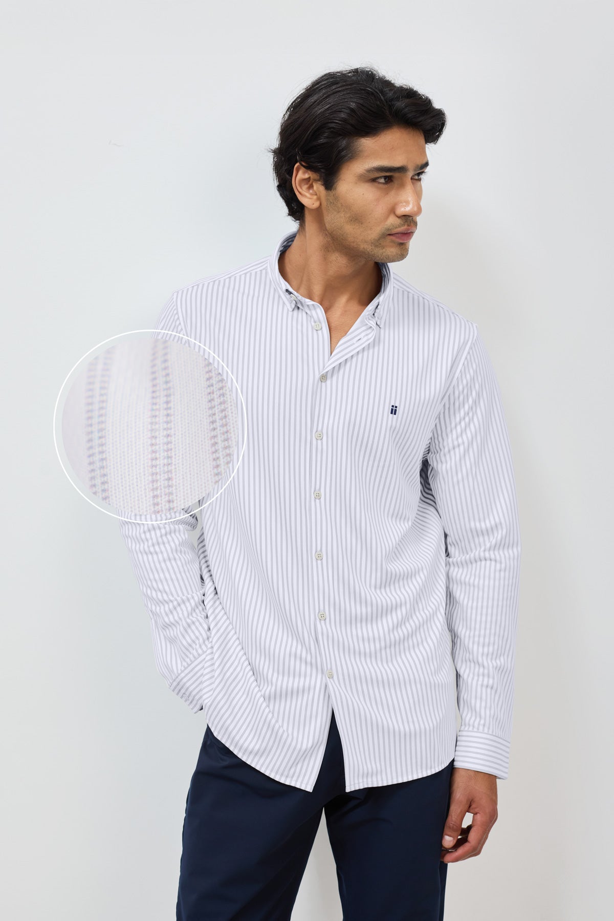 Camisa casual hombre rayas gris regular Sepiia