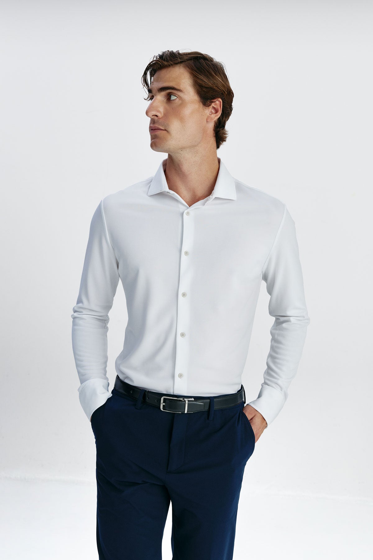 Camisa de vestir para hombre blanca slim Sepiia