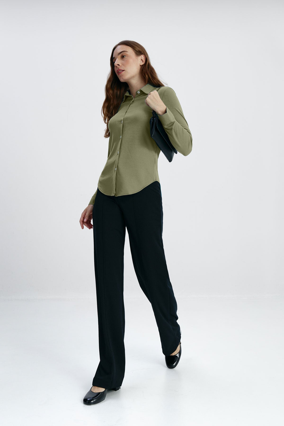 Camisa verde malaquita slim mujer