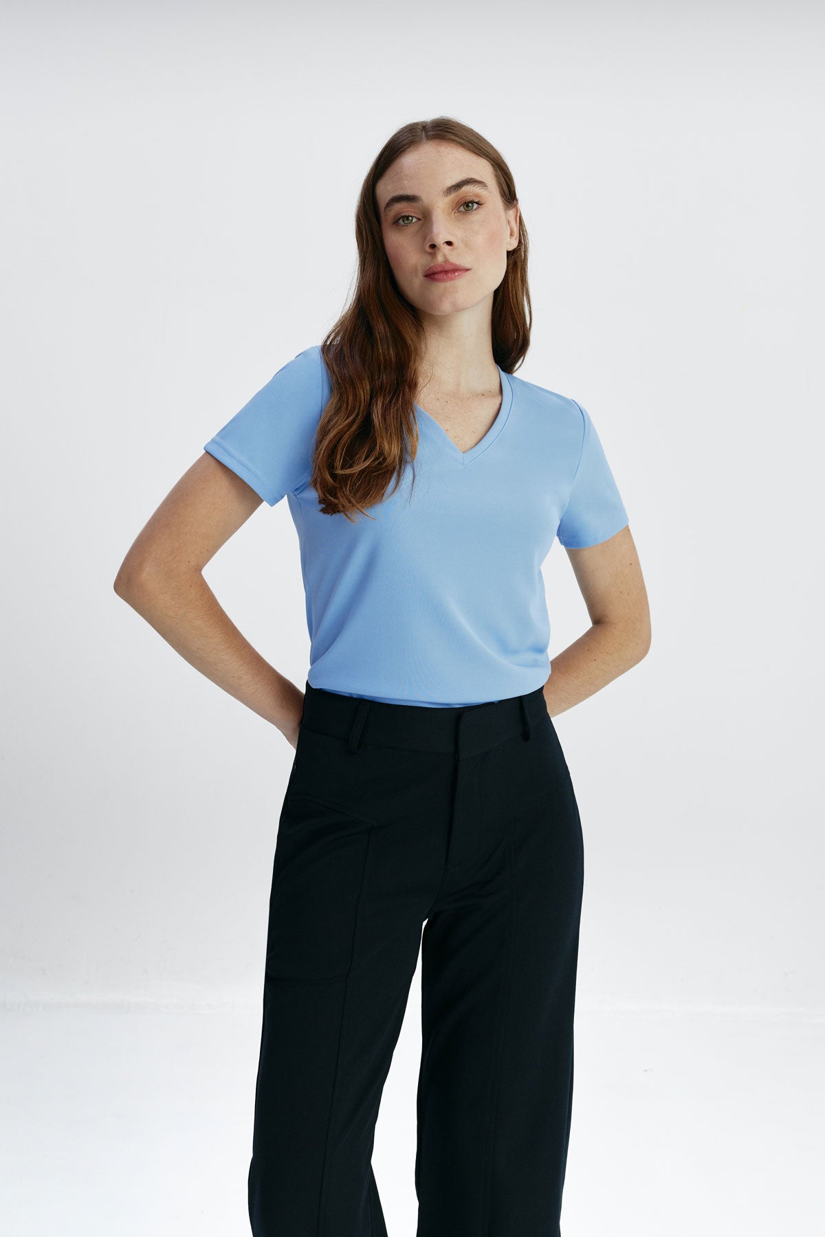 Color Celeste Camiseta Mangas Color Camisa Manga Larga Celeste