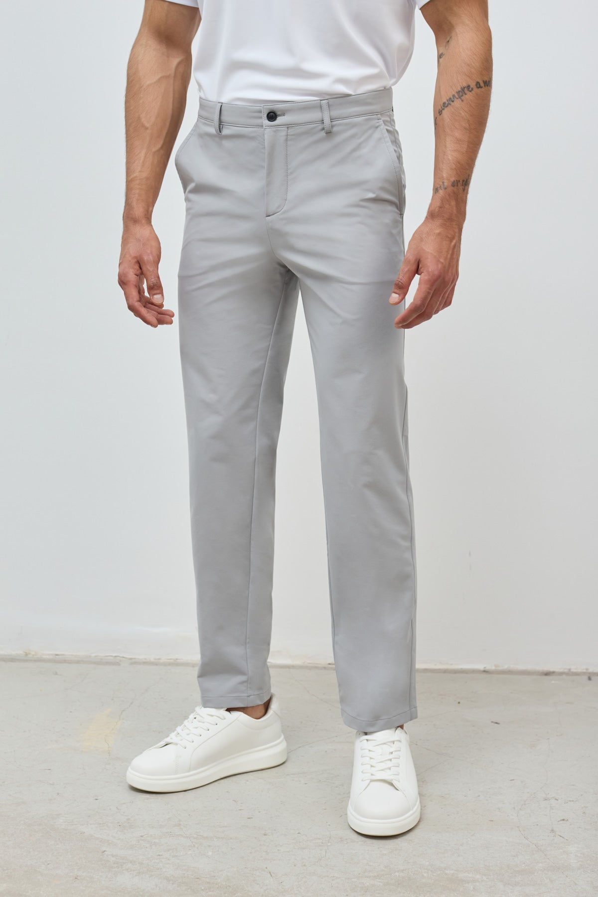 Calças chino slim fit taupe masculinas Sepiia