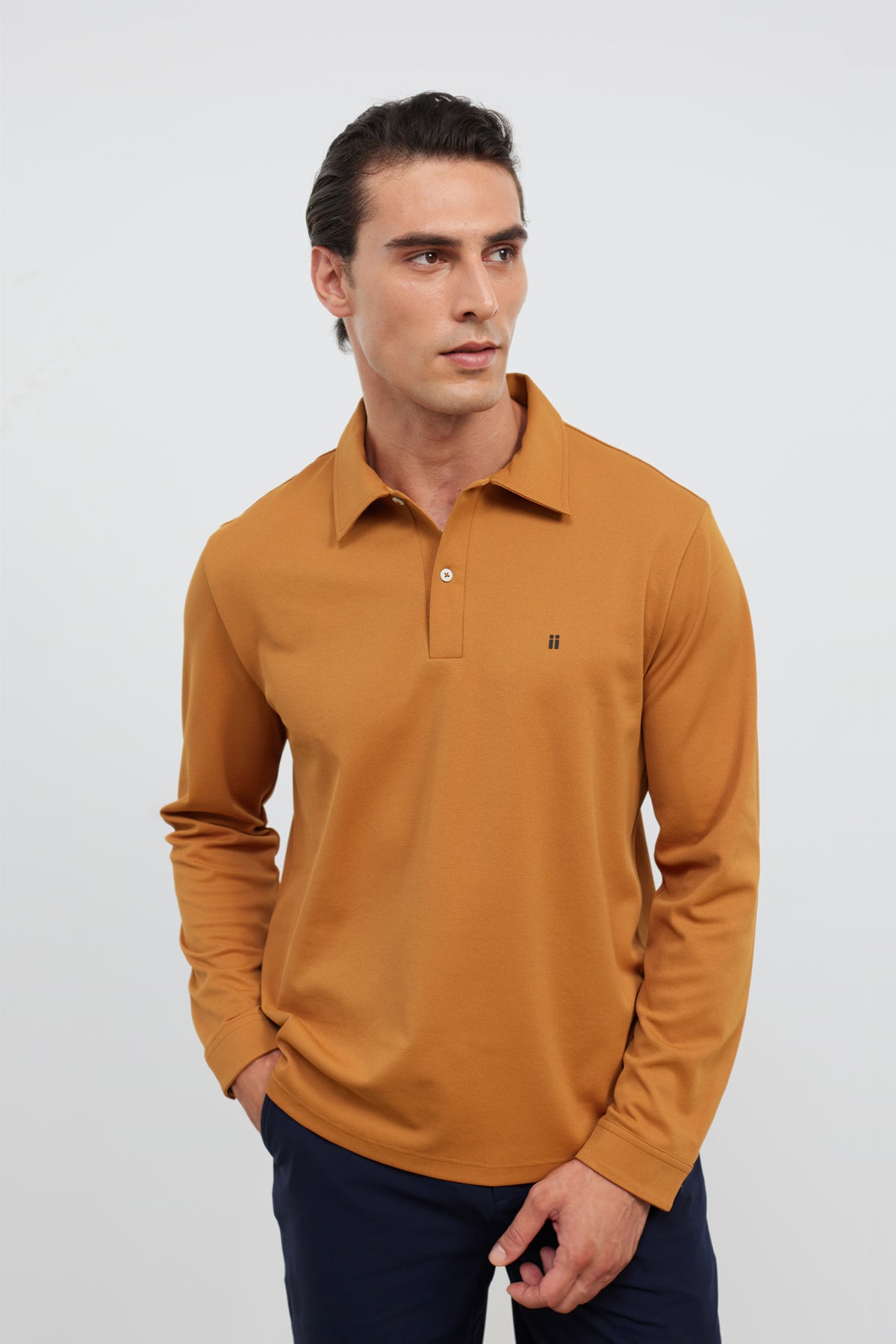 polo manga larga marrón ranger plano medio