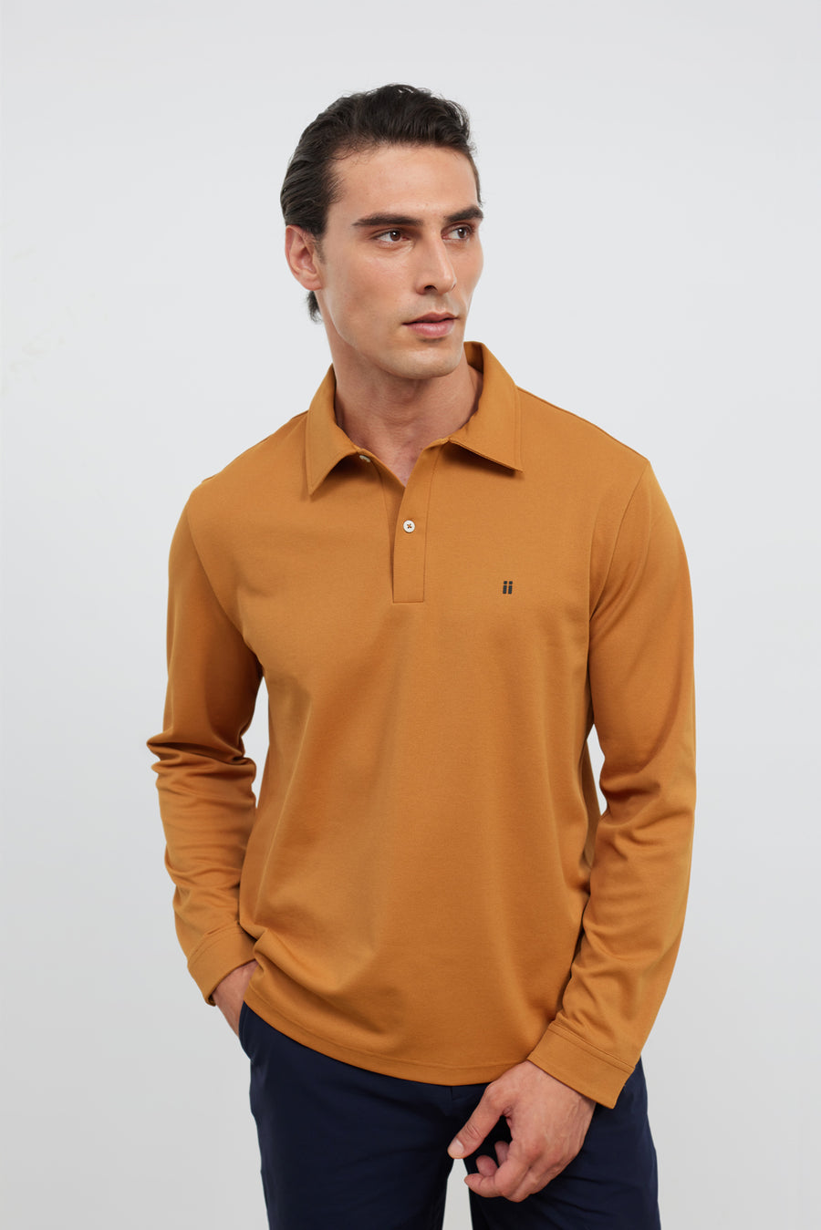 polo manga larga marrón ranger plano medio