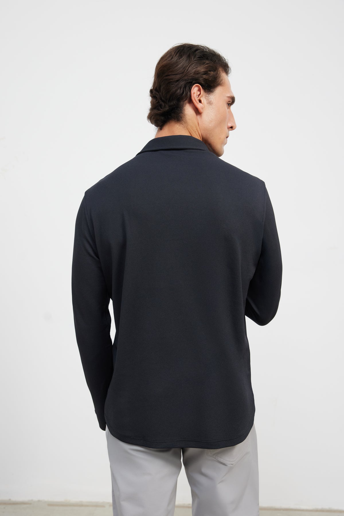 polo manga larga azul marino ranger warm plus espalda