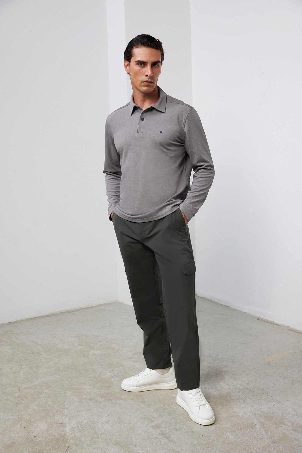 polo manga larga gris oscuro ranger warm plus cuerpo entero