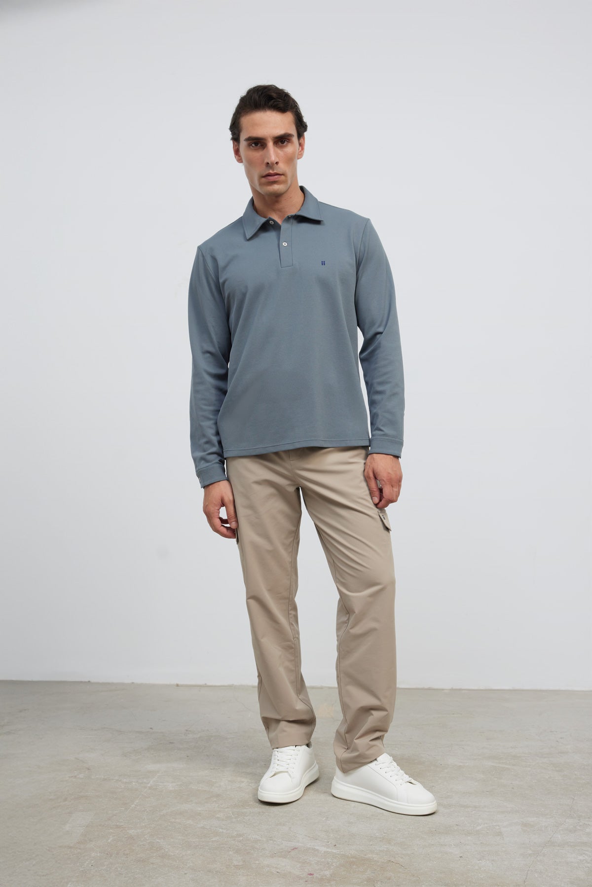 polo manga larga azul grisaceo ranger cuerpo entero