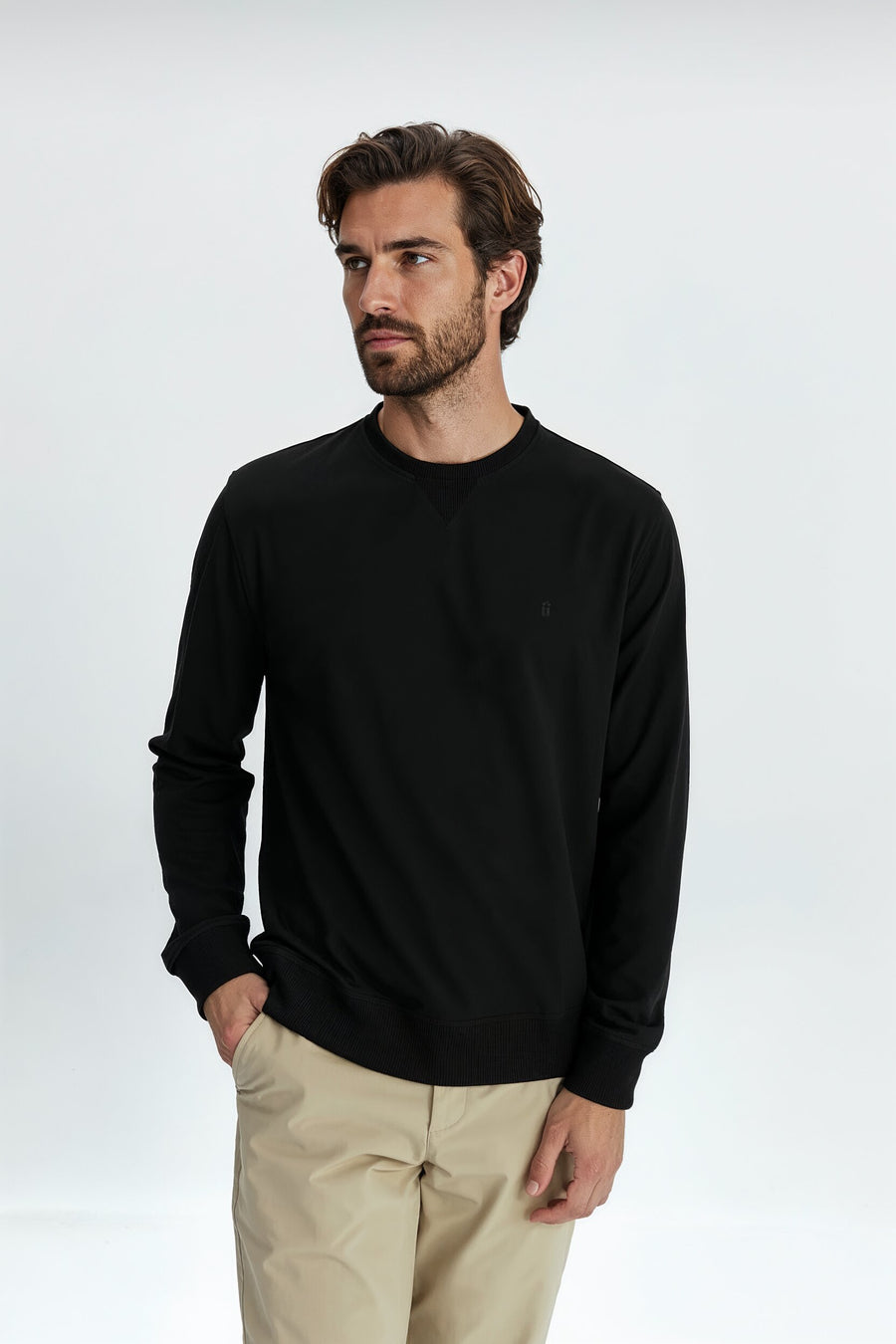 Unisex Black Pique Sweatshirt