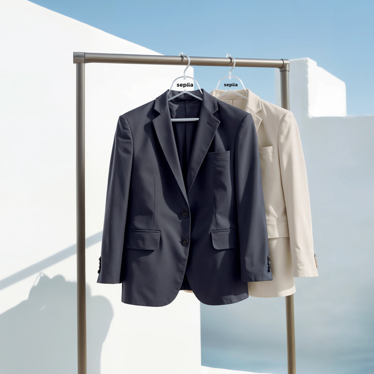 chaquetas work jacket azul marino y beige.