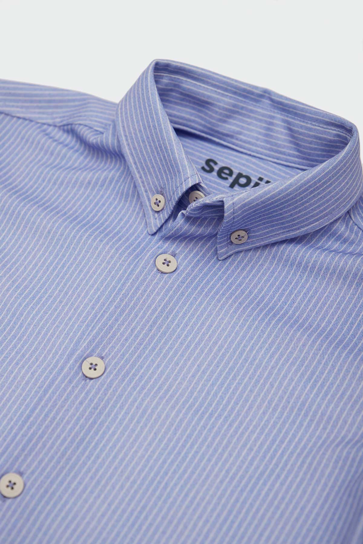 Camisa de niño azul de rayas - Sepiia