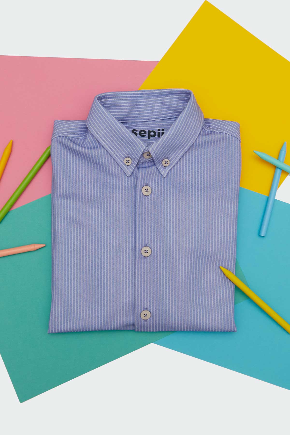 Camisa de niño azul de rayas - Sepiia