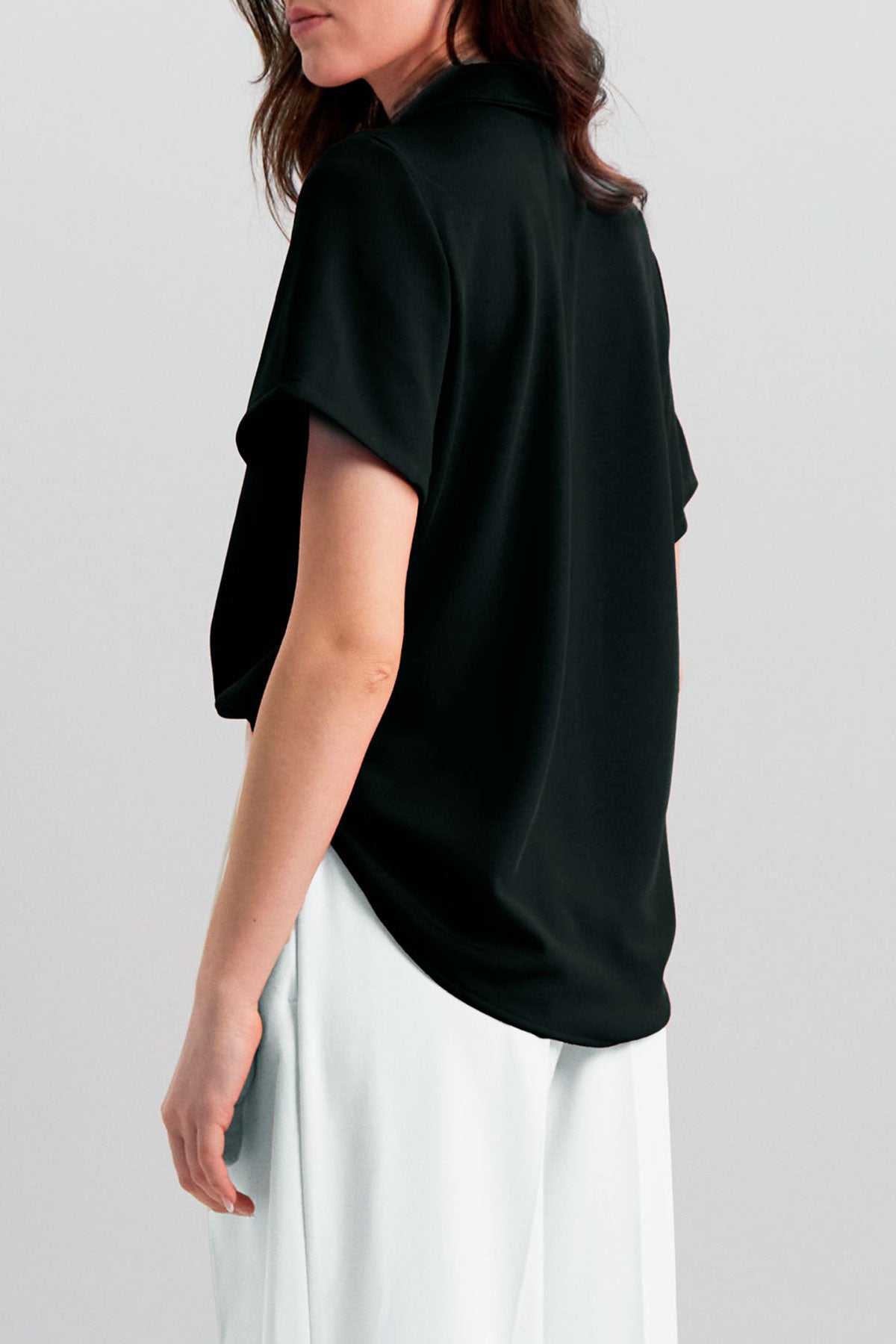 Recycled black short sleeve bowling shirt