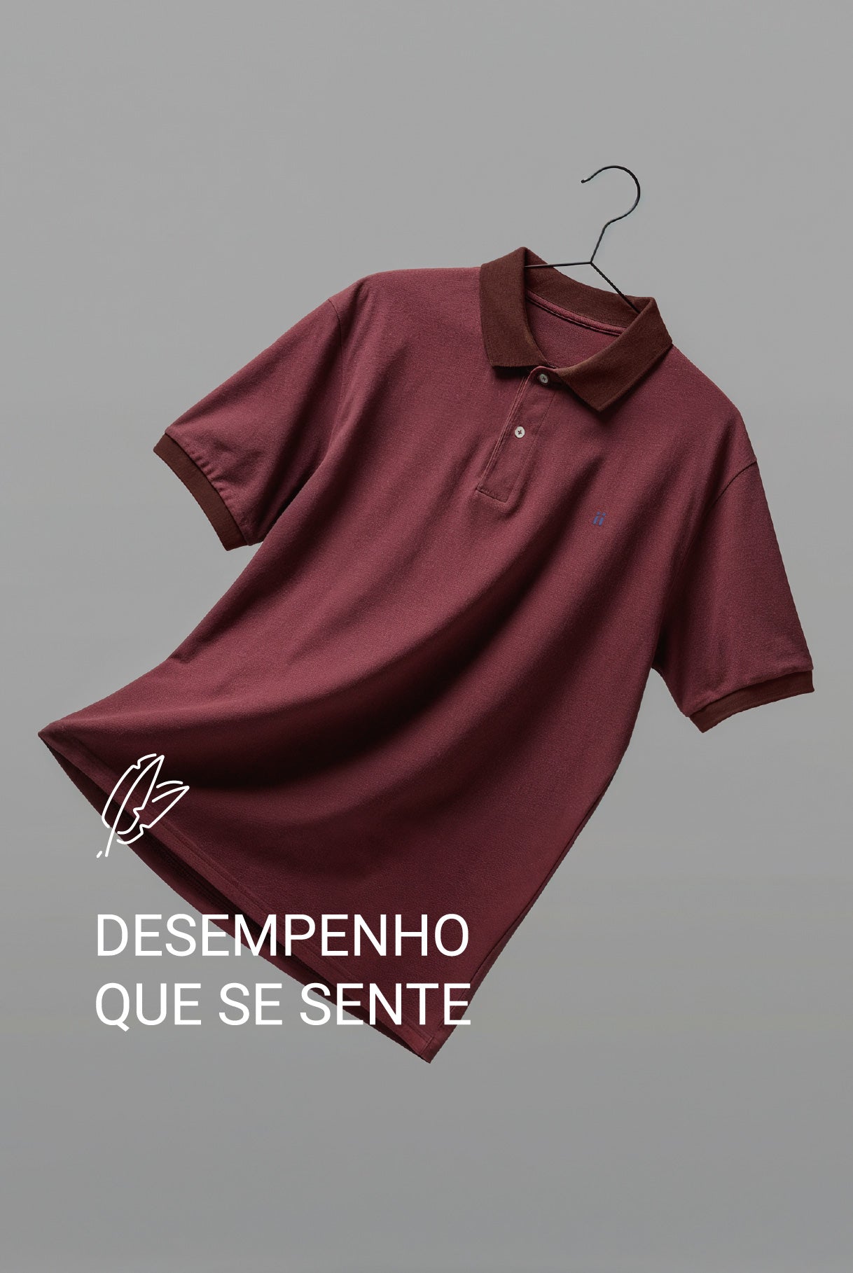 Polo de homem de manga curta na cor castanho Ranger
