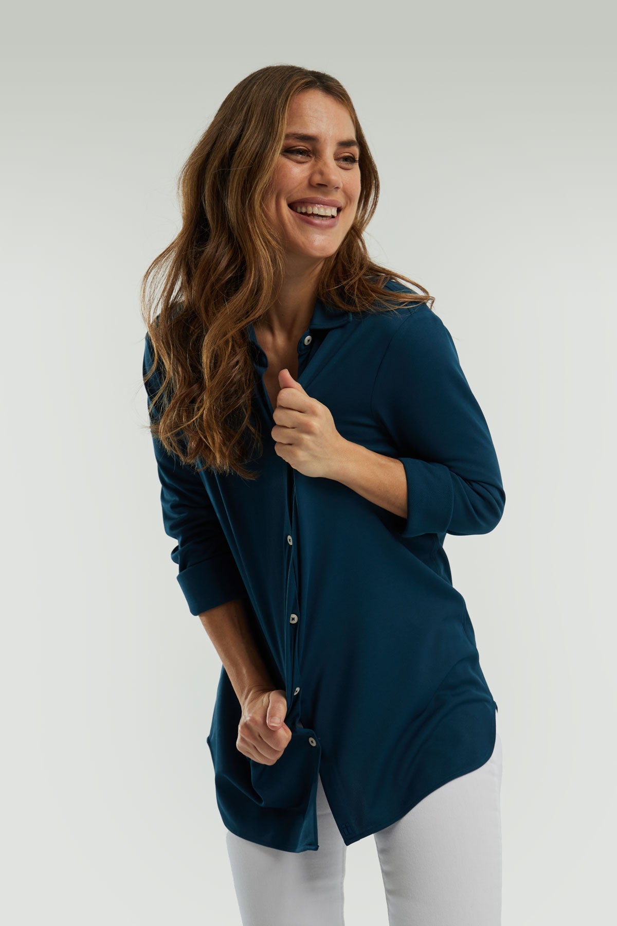 Camisa mujer azul tormenta oversized - Sepiia