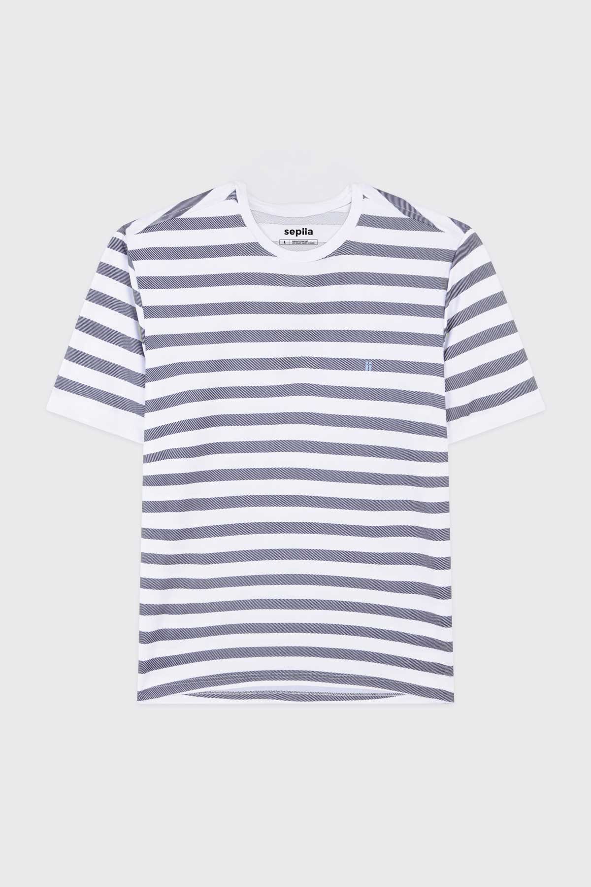 Camiseta hombre rayas azul
