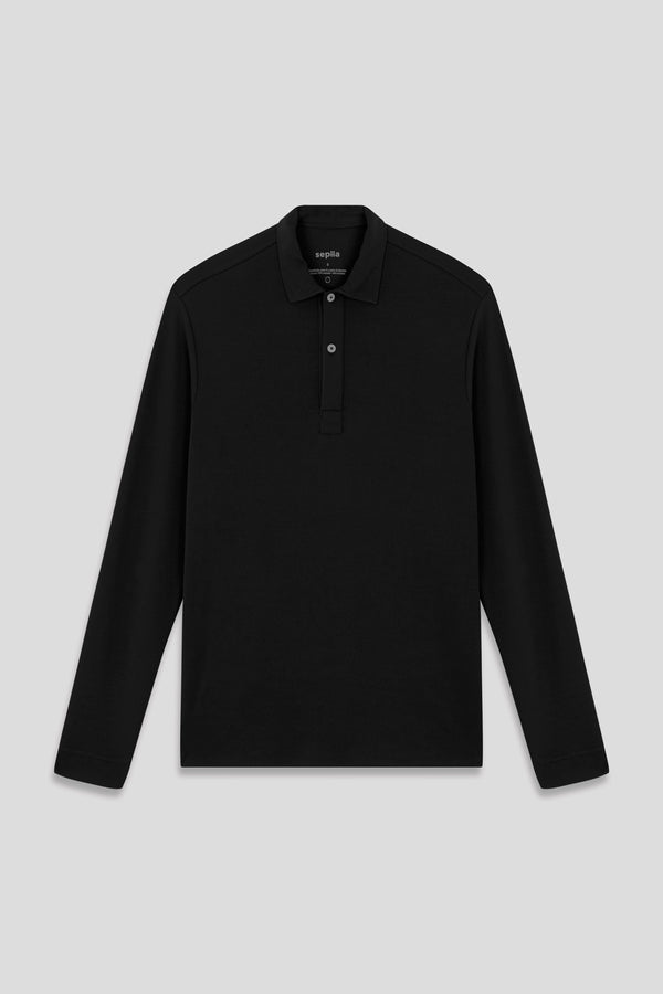 Long sleeve polo shirt black