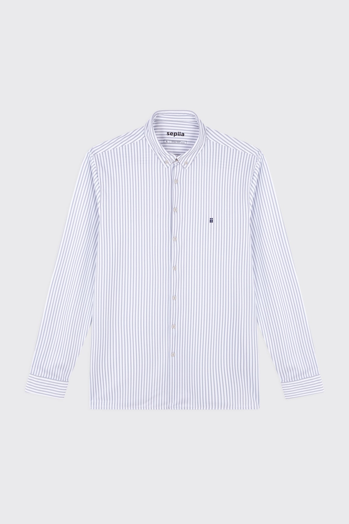 Camisa casual hombre estampado con rayas azul jacaranda regular