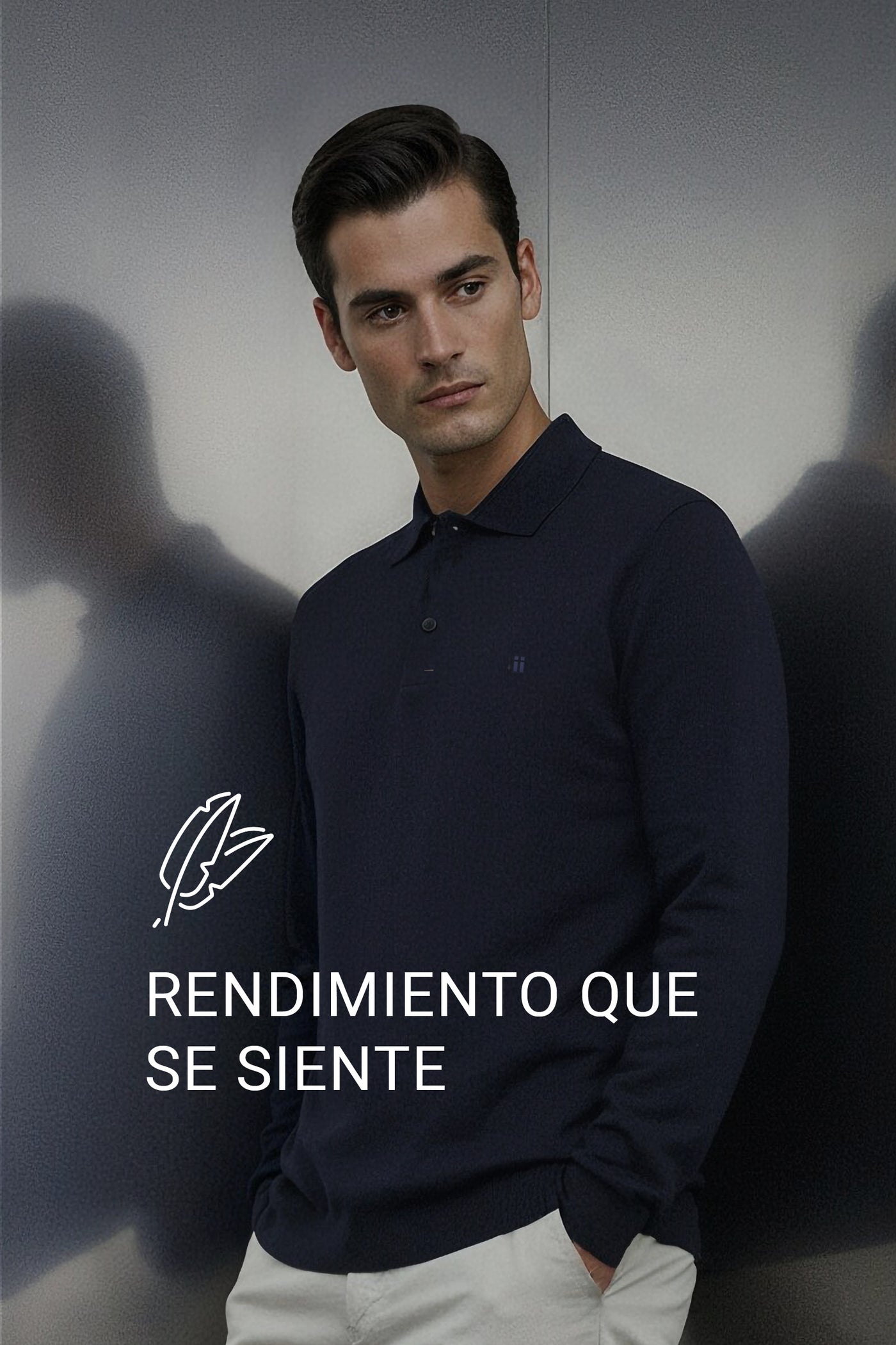 Polo manga larga hombre azul marino Warm+