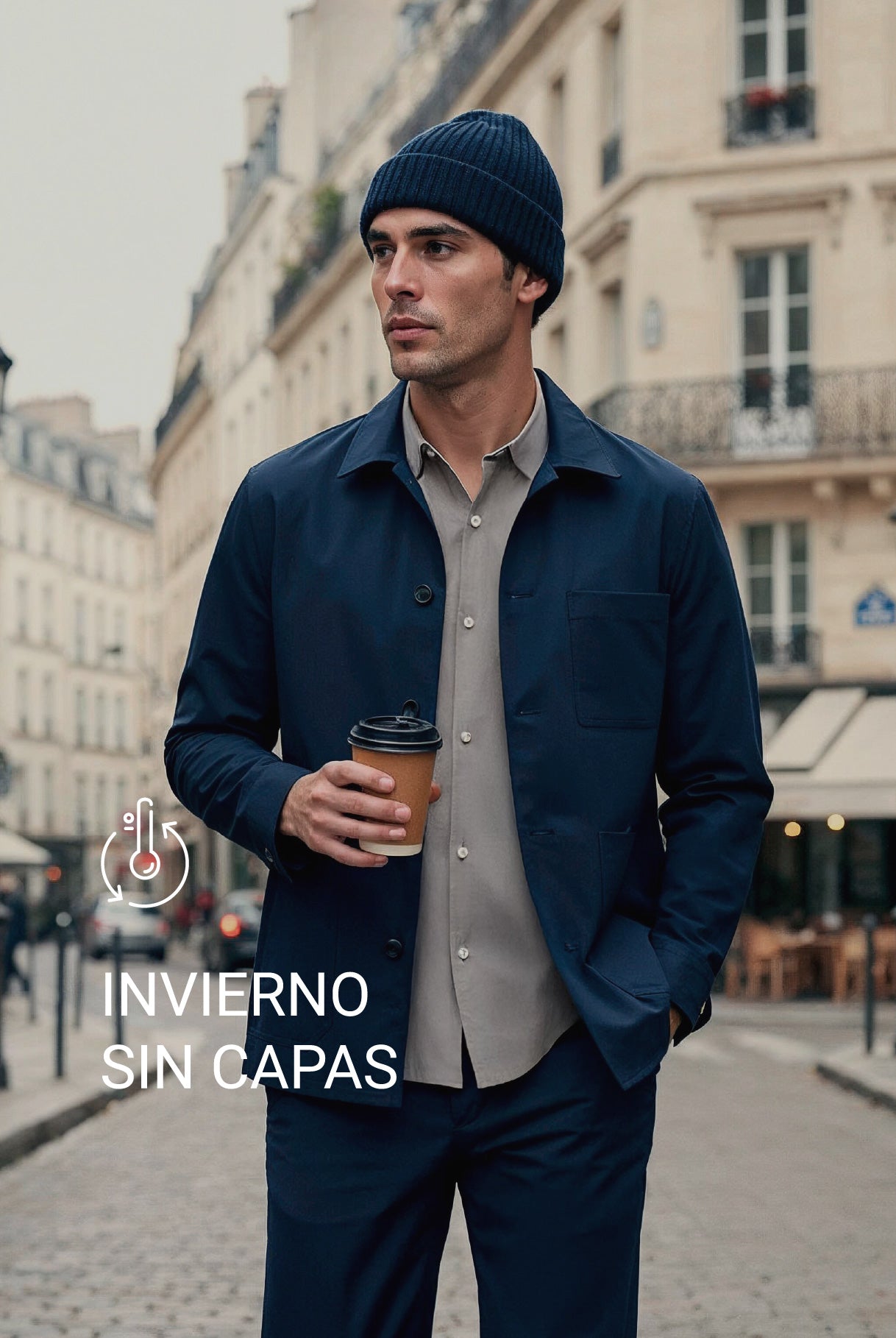 Camisa casual cuello kent hombre gris Warm+