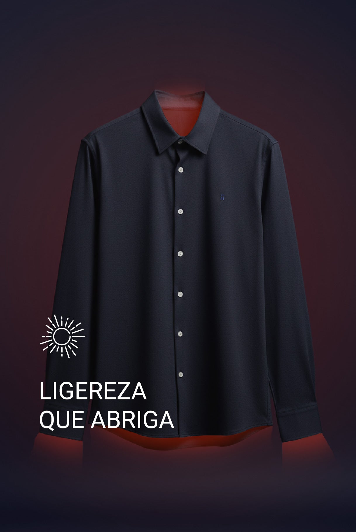 Camisa casual cuello kent hombre azul marino Warm+