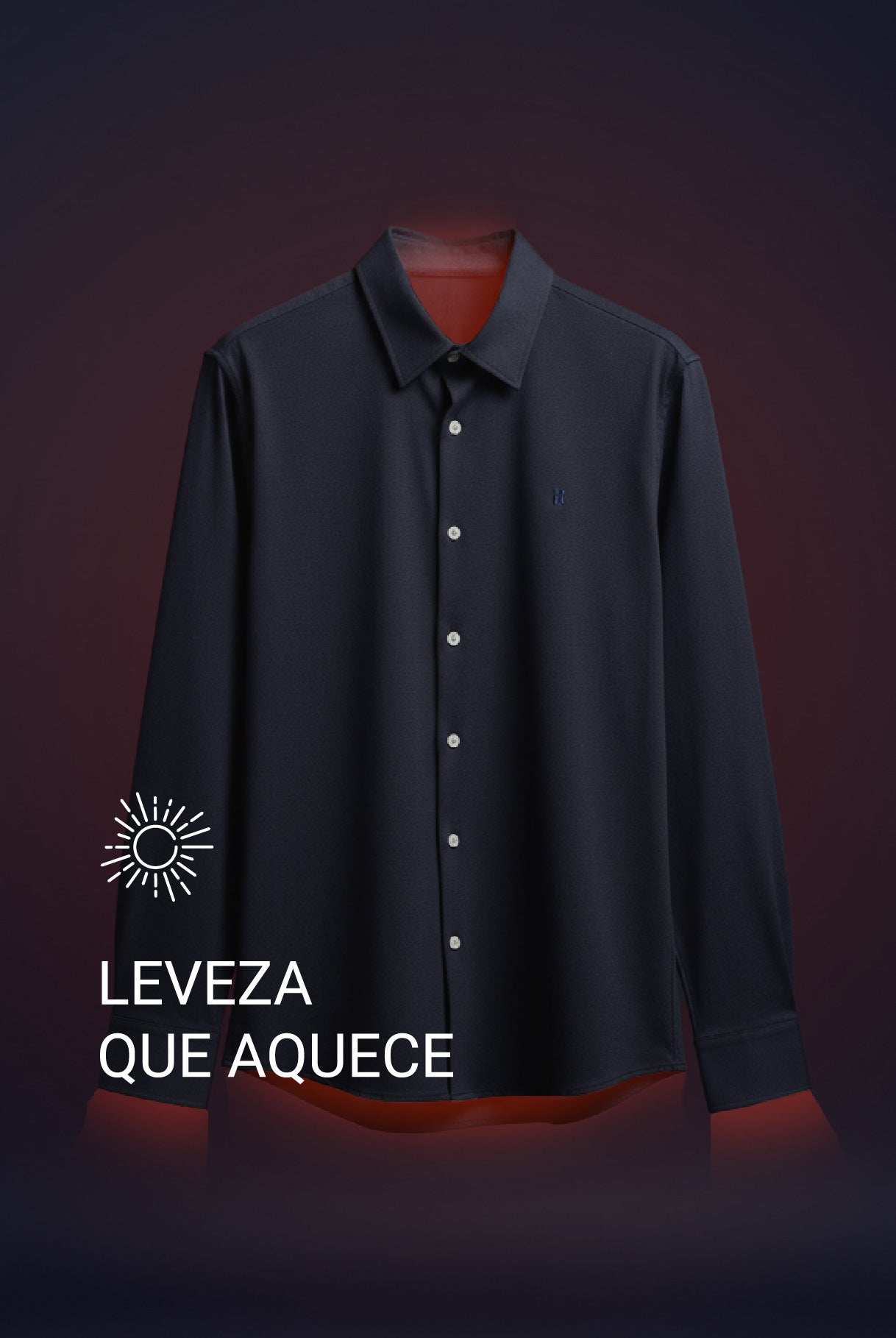 Camisa casual para homem com gola Kent, azul-marinho, Warm+