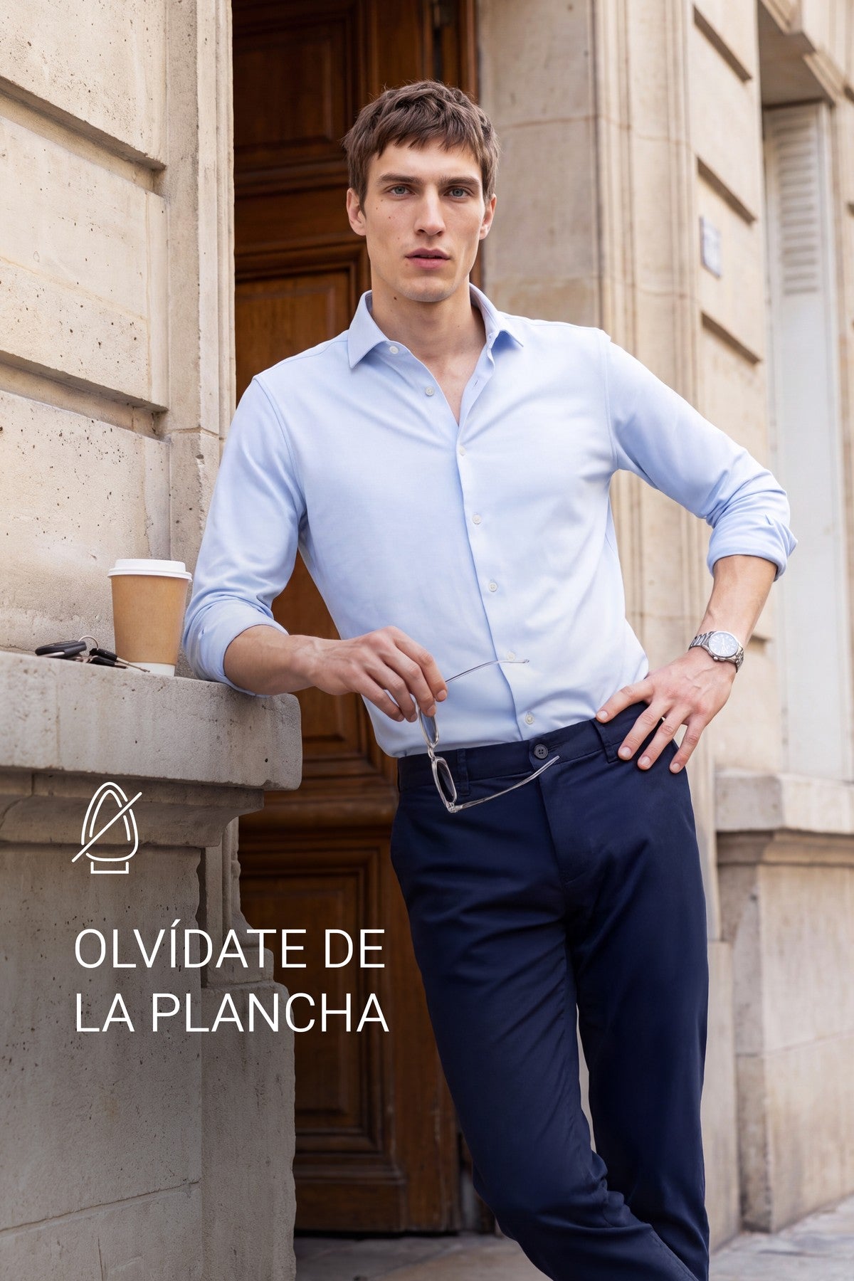 Camisa de vestir hombre azul claro slim