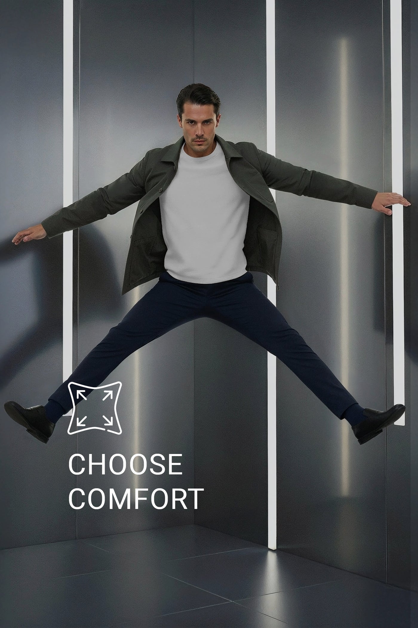 Men's navy blue slim-fit chino pants Nova