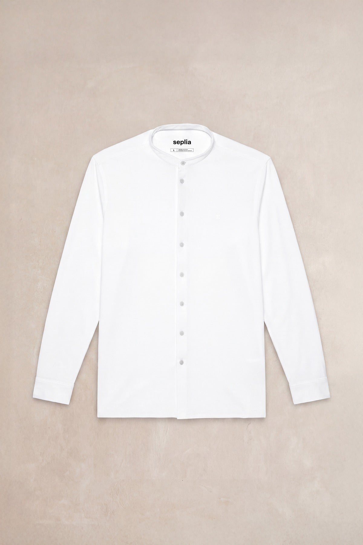 Camisa casual cuello mao hombre blanco regular