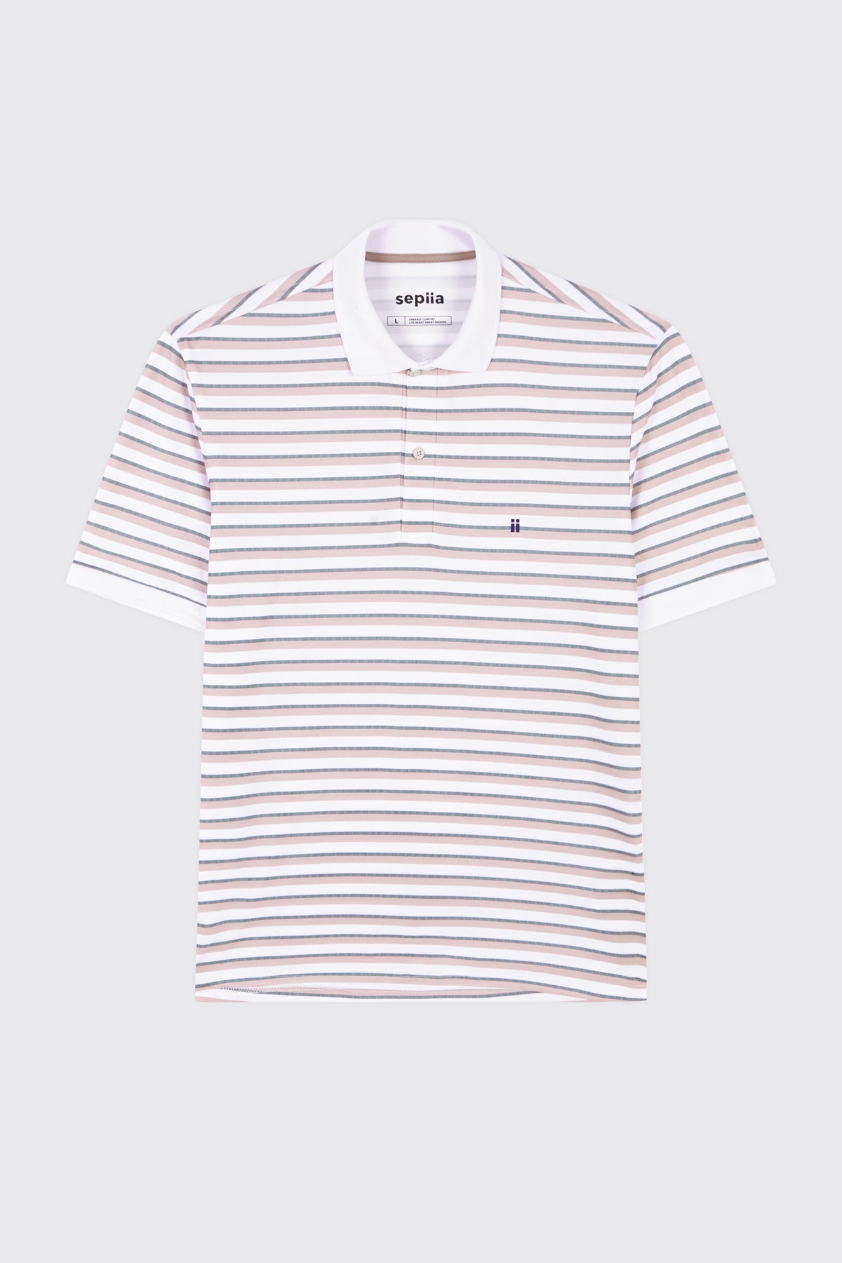 Men's polo shirt with beige stripes