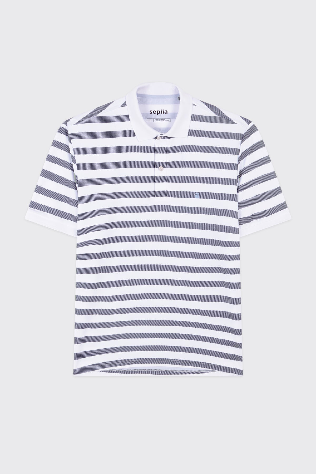 Polo rib rayas dark navy manga corta hombre
