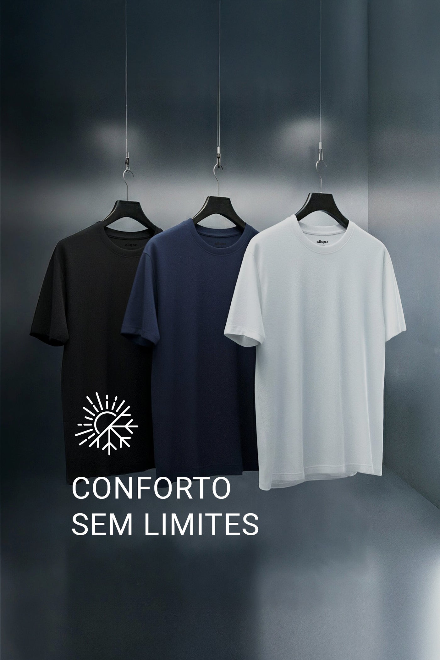 T-shirt branca para homem de gola redonda e macia