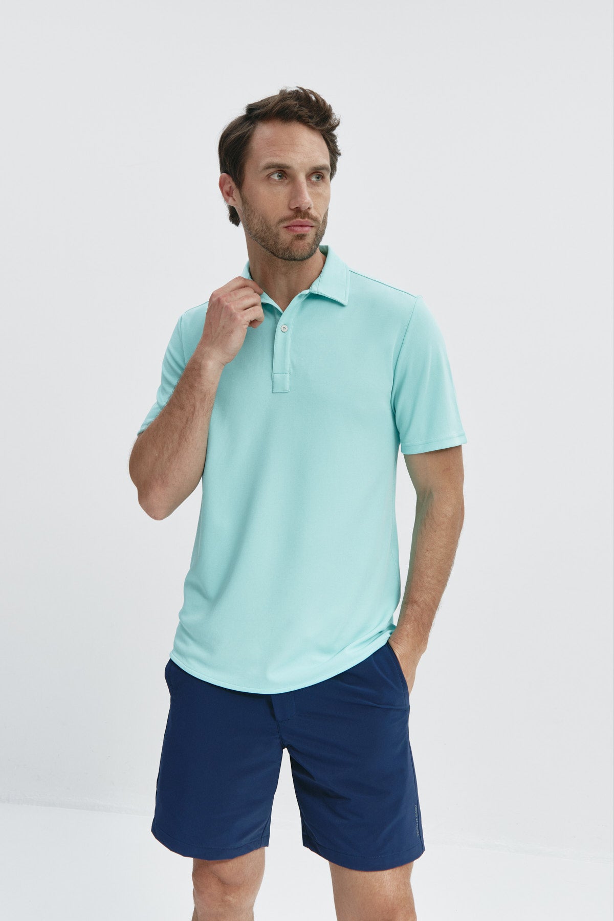 Men's aqua blue ICE short sleeve polo shirt