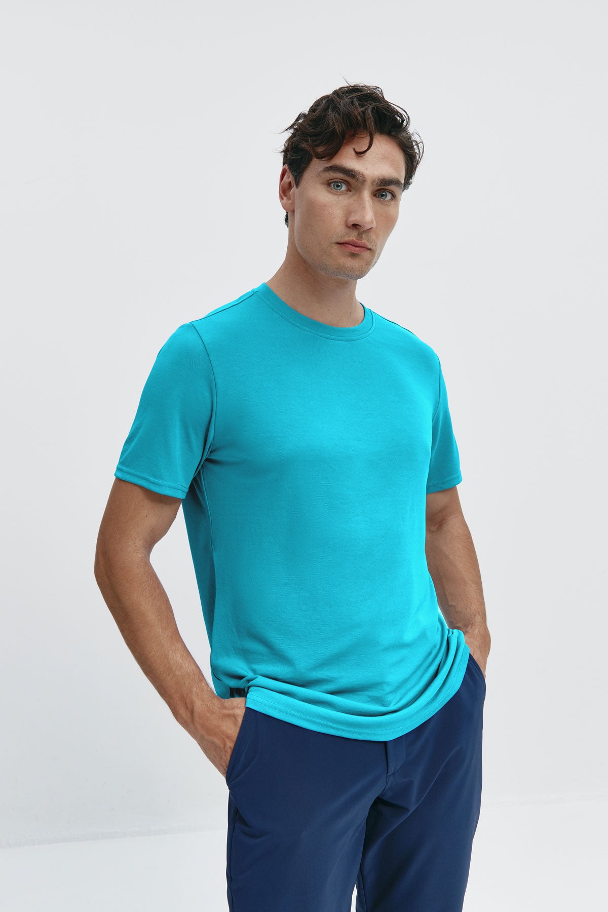 Camiseta hombre azul esmeralda