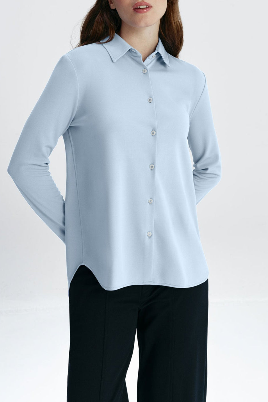 Camisa mujer celeste oversized