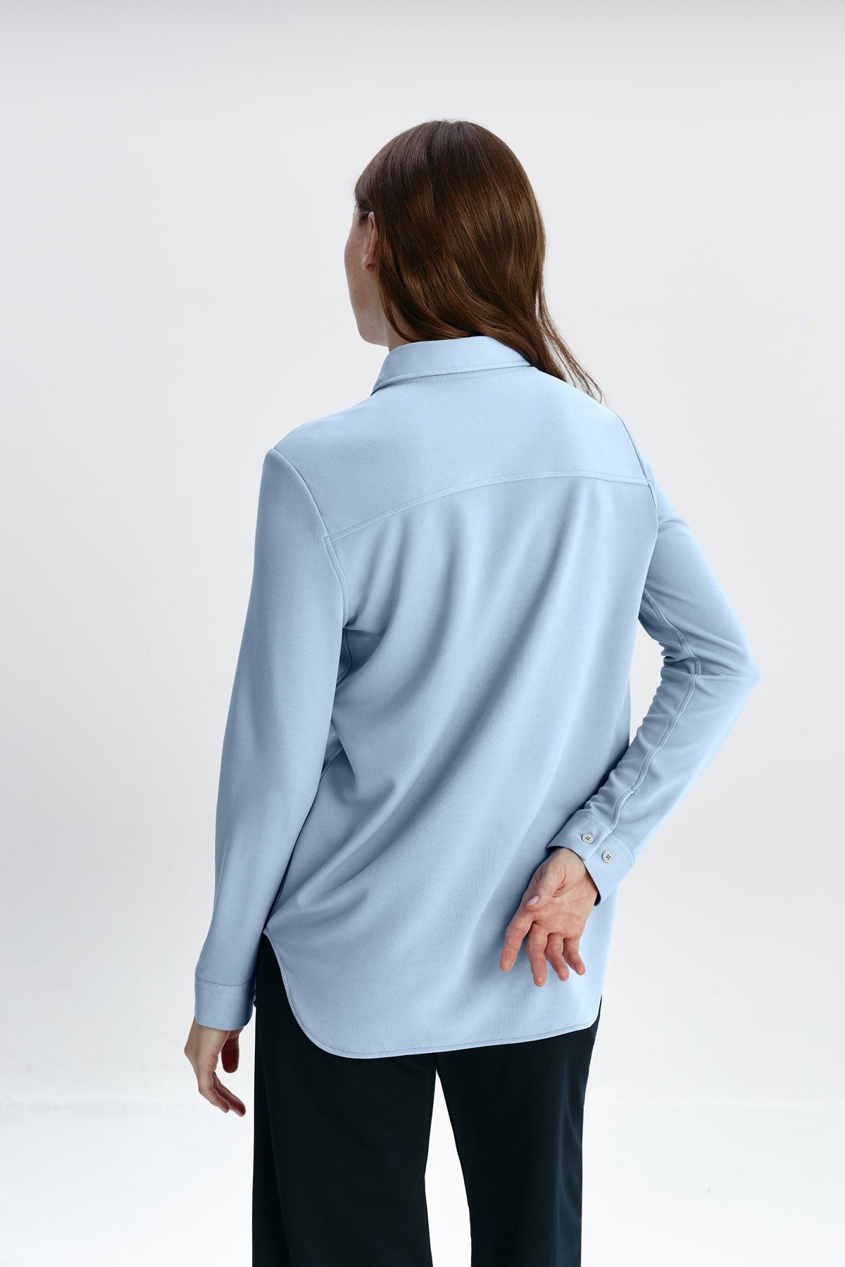 Camisa mujer celeste oversized