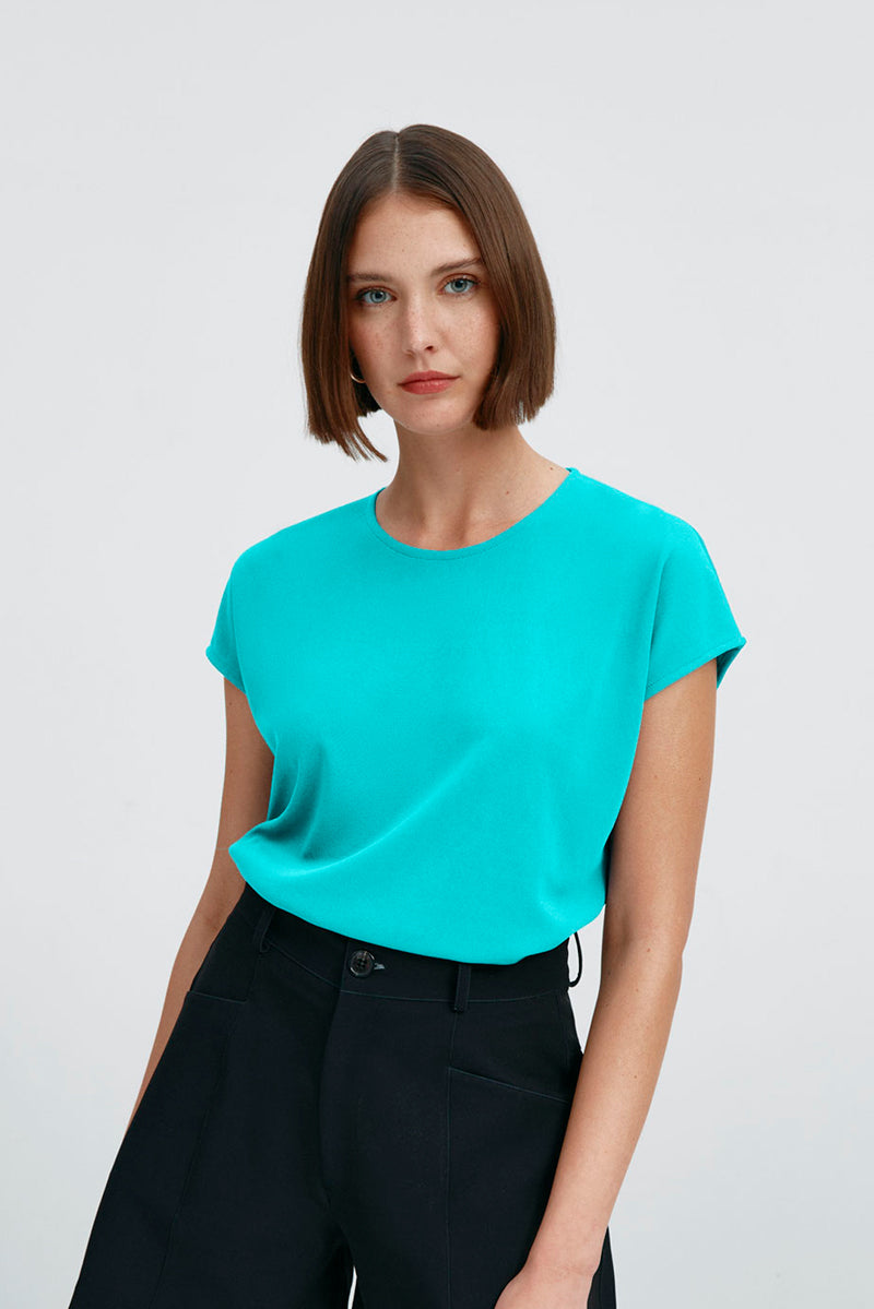 Camiseta feminina quimono azul Morpho