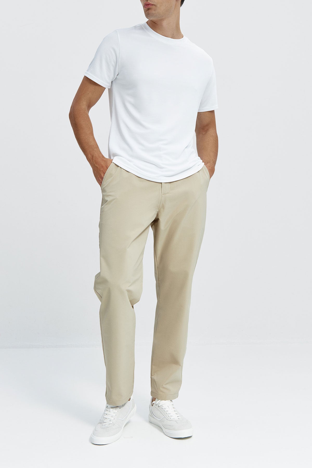 【OPEN YY】SLIM ROUNDING PANTS / IVORY Men's regular beige chino pants | Sepiia