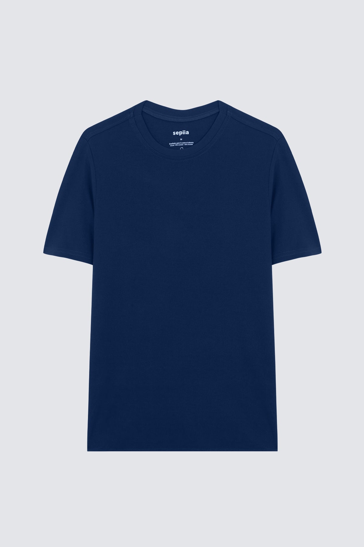 Camiseta de hombre azul zafiro: Camiseta de hombre azul zafiro de manga corta, antiarrugas y antimanchas. Foto espalda