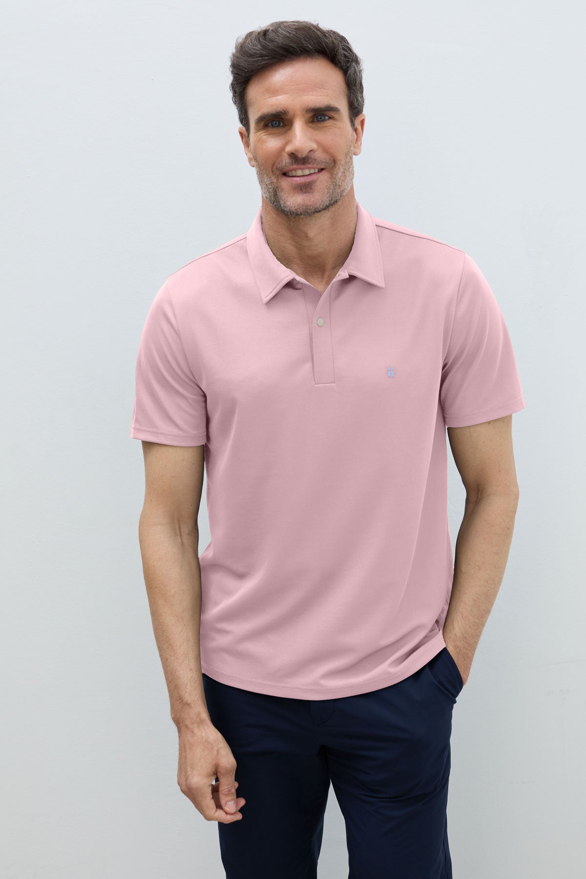 polo manga corta rosa hombre frente 