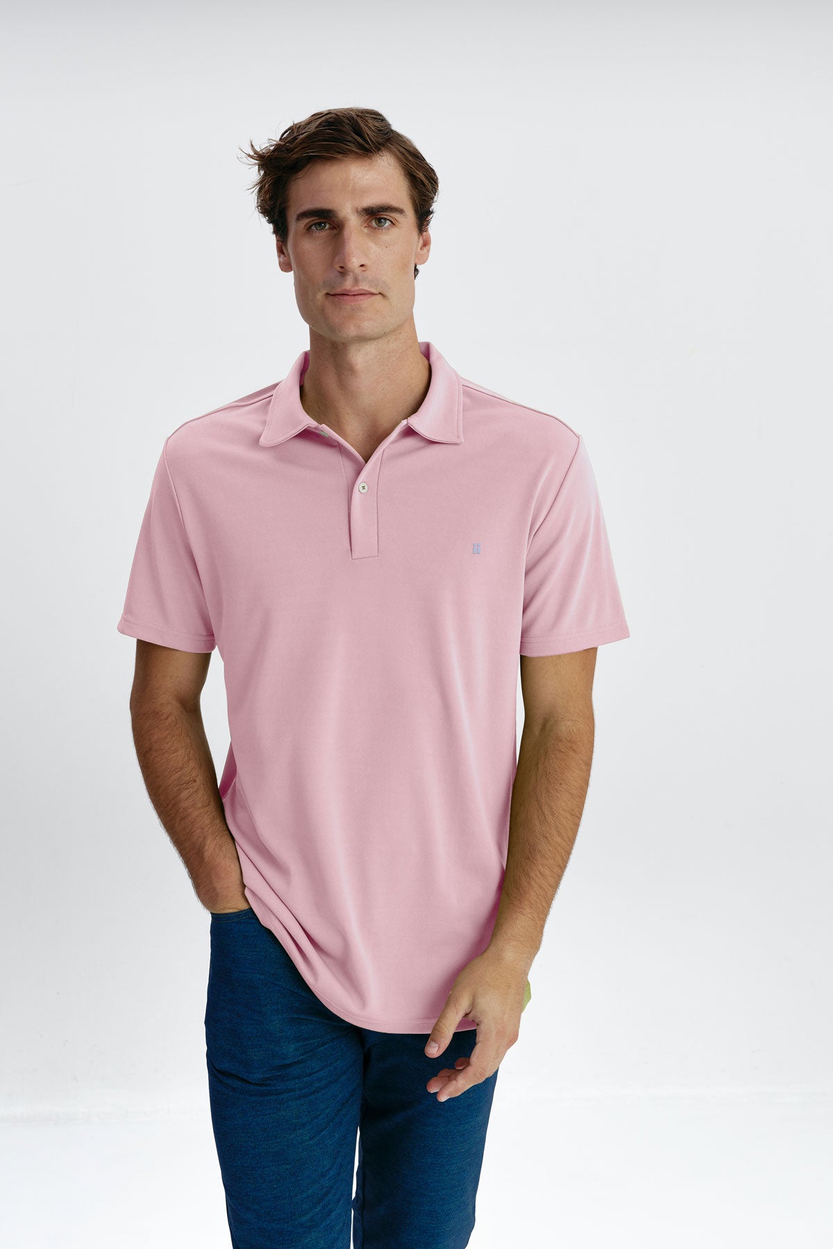 polo manga corta rosa hombre frente