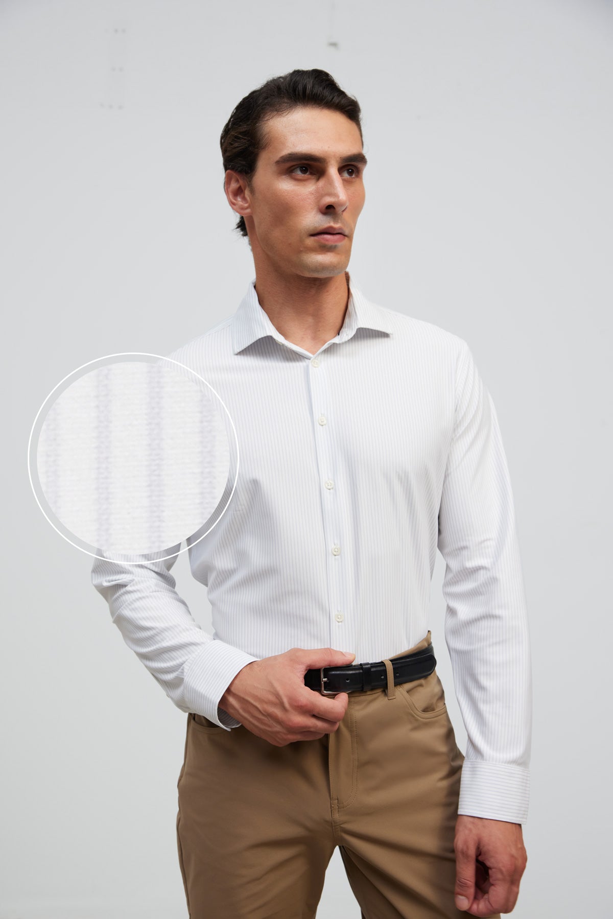 Camisa de vestir hombre estampado rayas celeste regular Luxe - Sepiia ropa tecnológica antimancha
