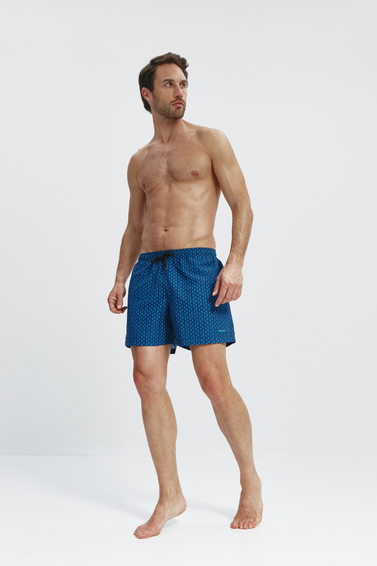 Bañador de hombre con estampado aleta,secado rápido, protección UV50+, ligero, resistente y cómodo. Foto flexibilidad