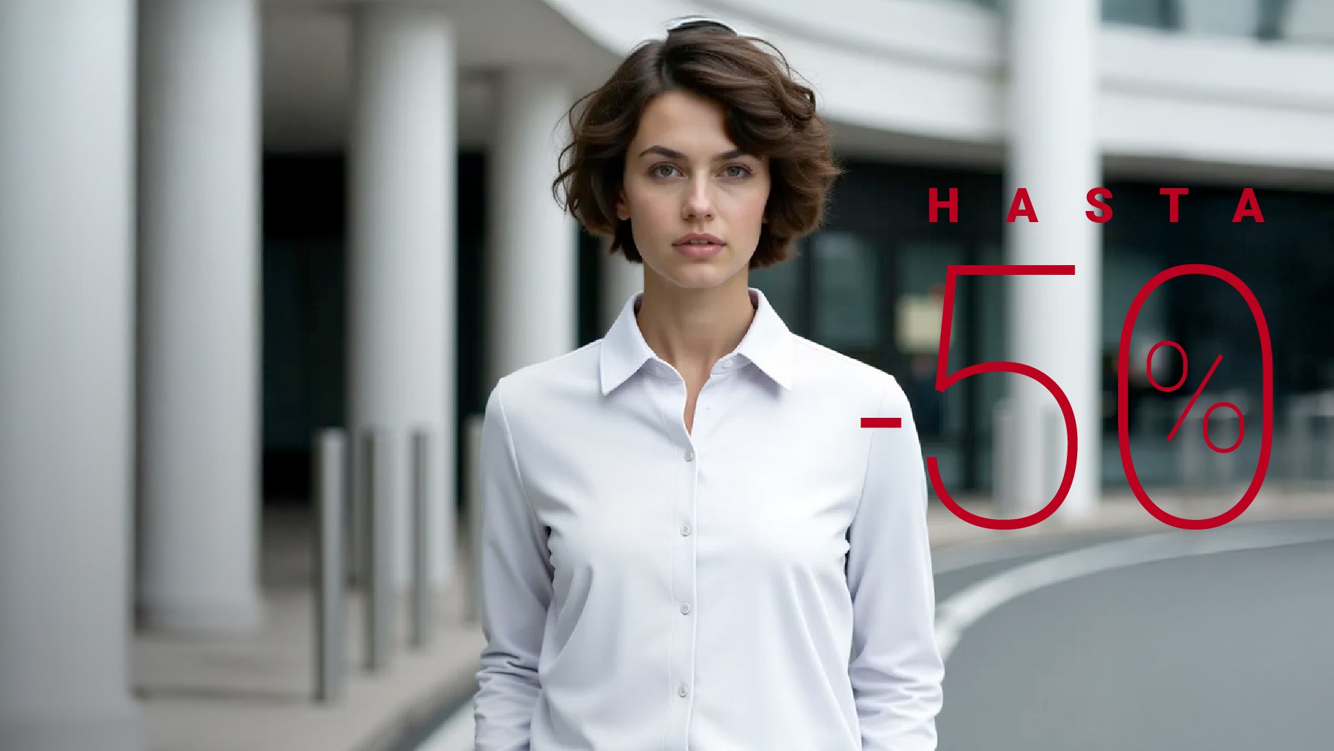  Camisa para mujer slim color blanco, básica y versátil. Foto frente