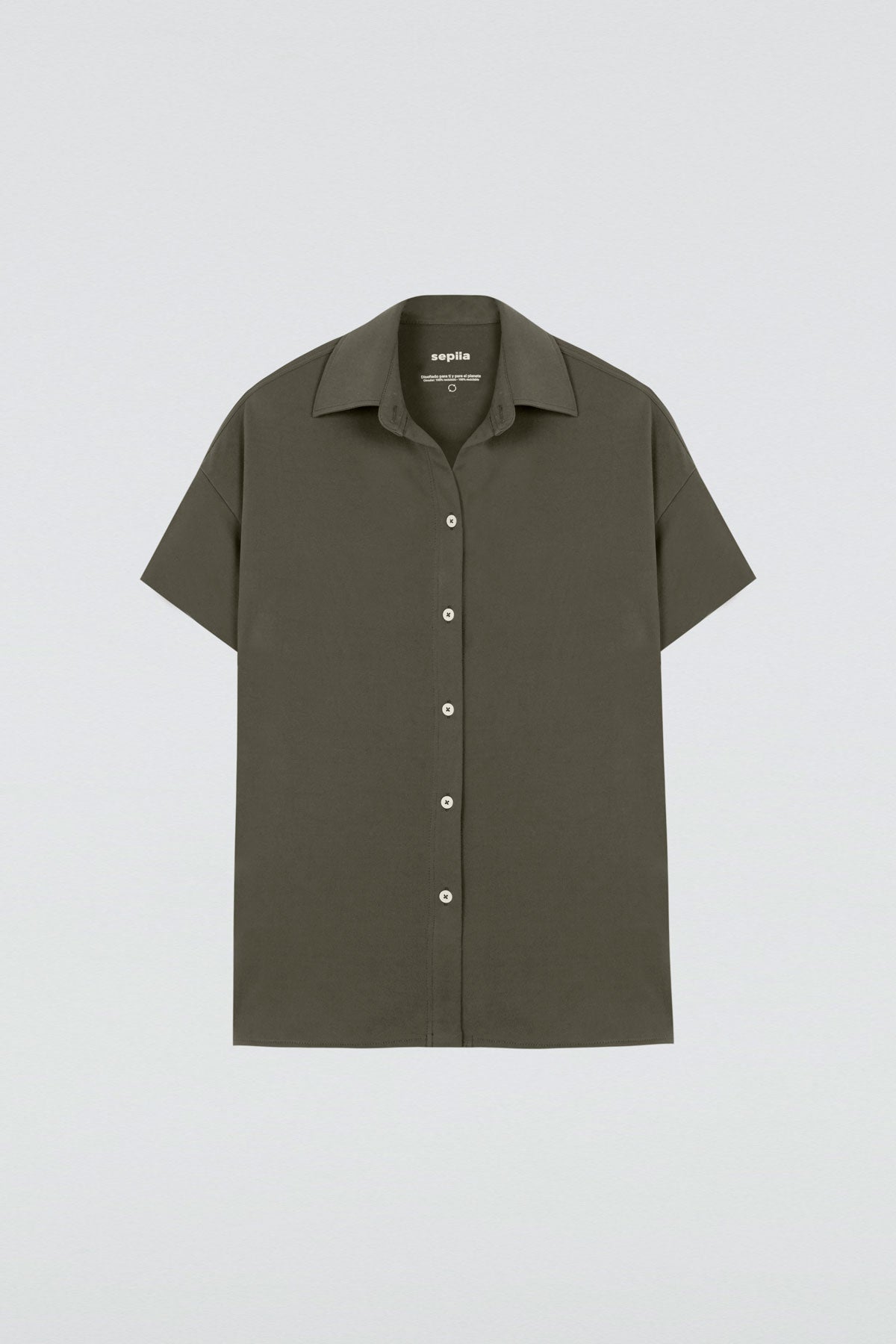 Women's short sleeve khaki green shirt