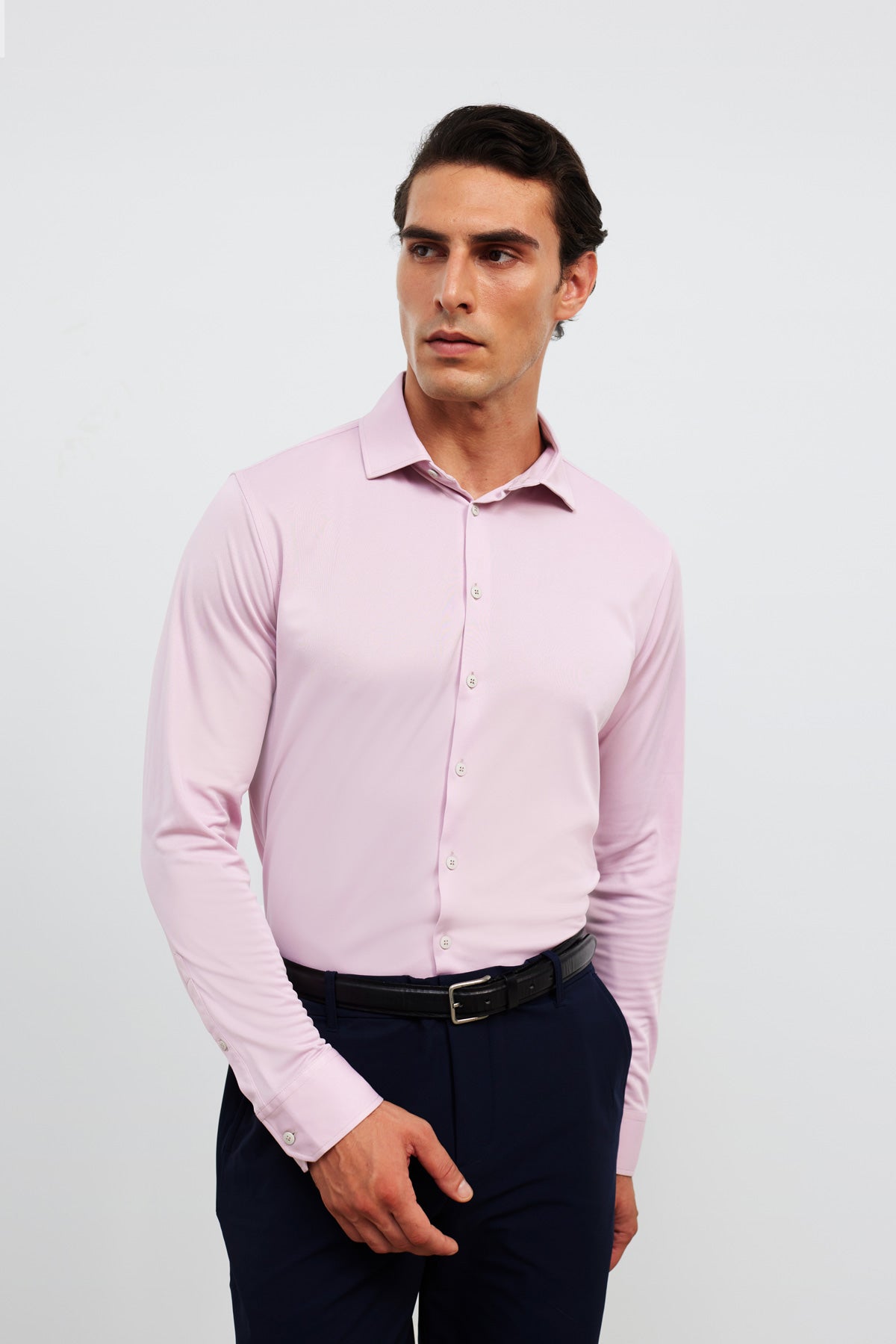camisa de vestir rosa regular plano medio 