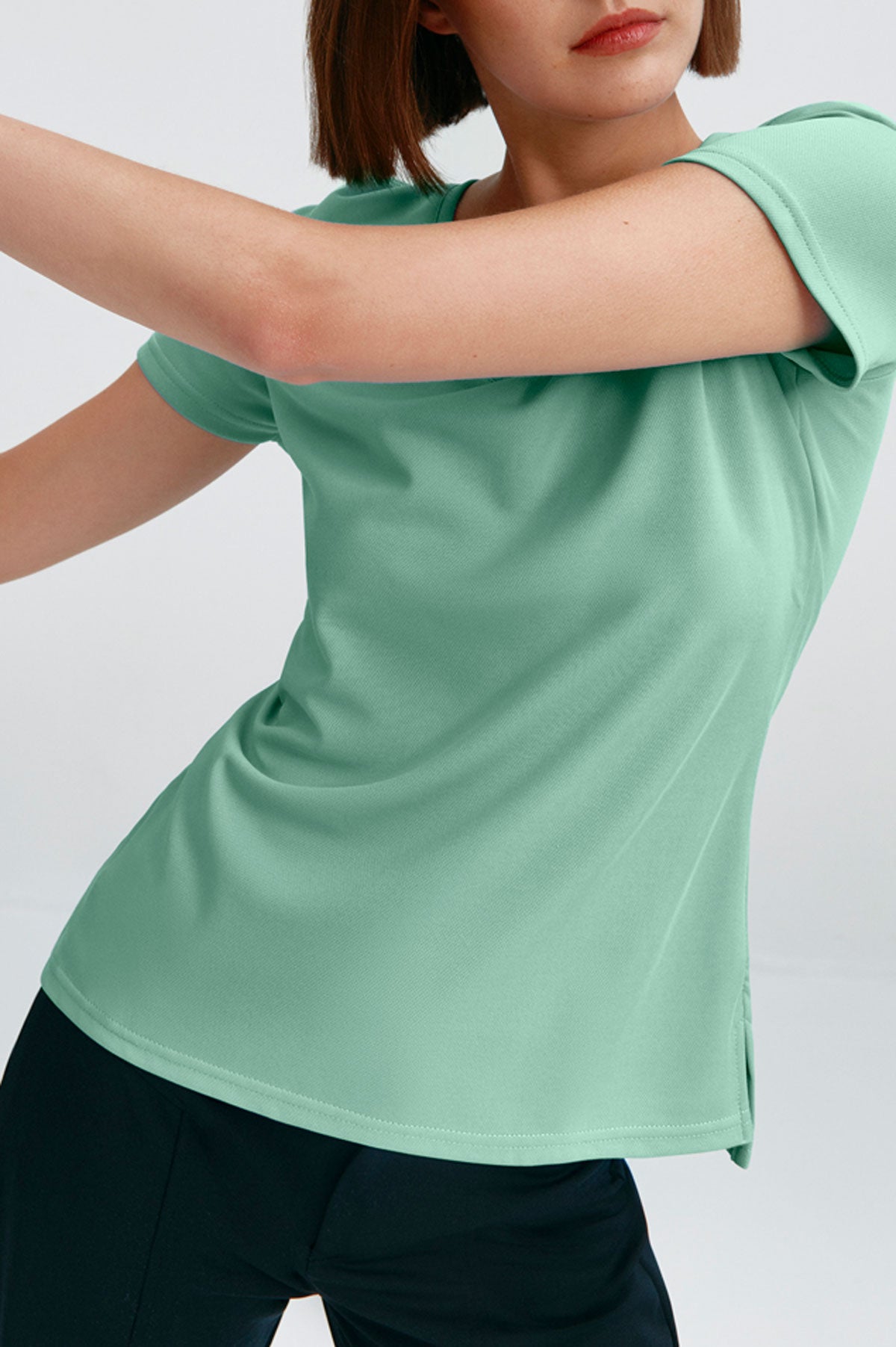 Jade green v-neck T-shirt