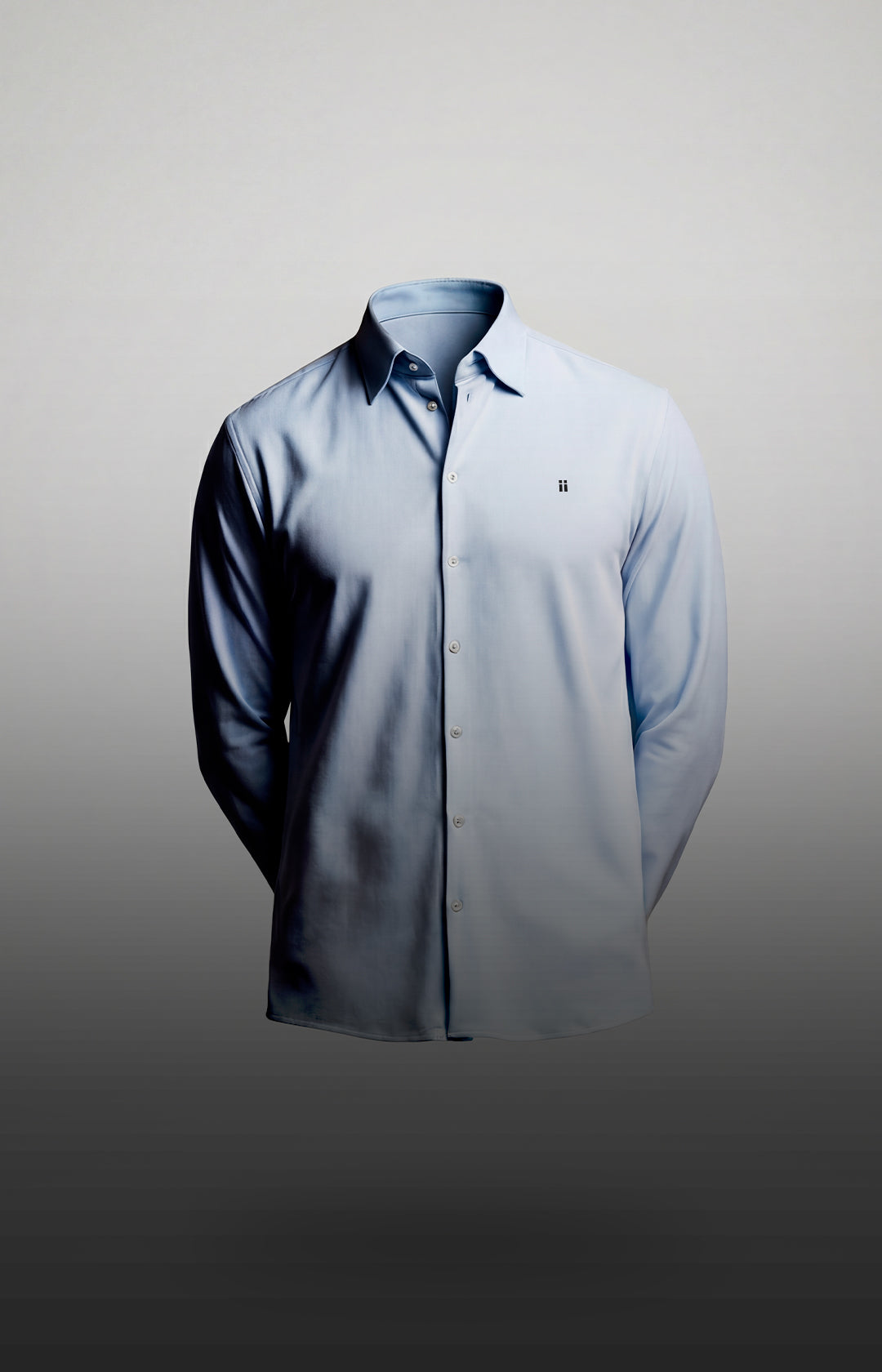 Camisa casual cuello kent gris warm plus plano medio 